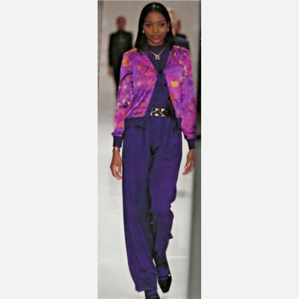 Vintage St. John Abstract Santana knit satin cardigan size 6